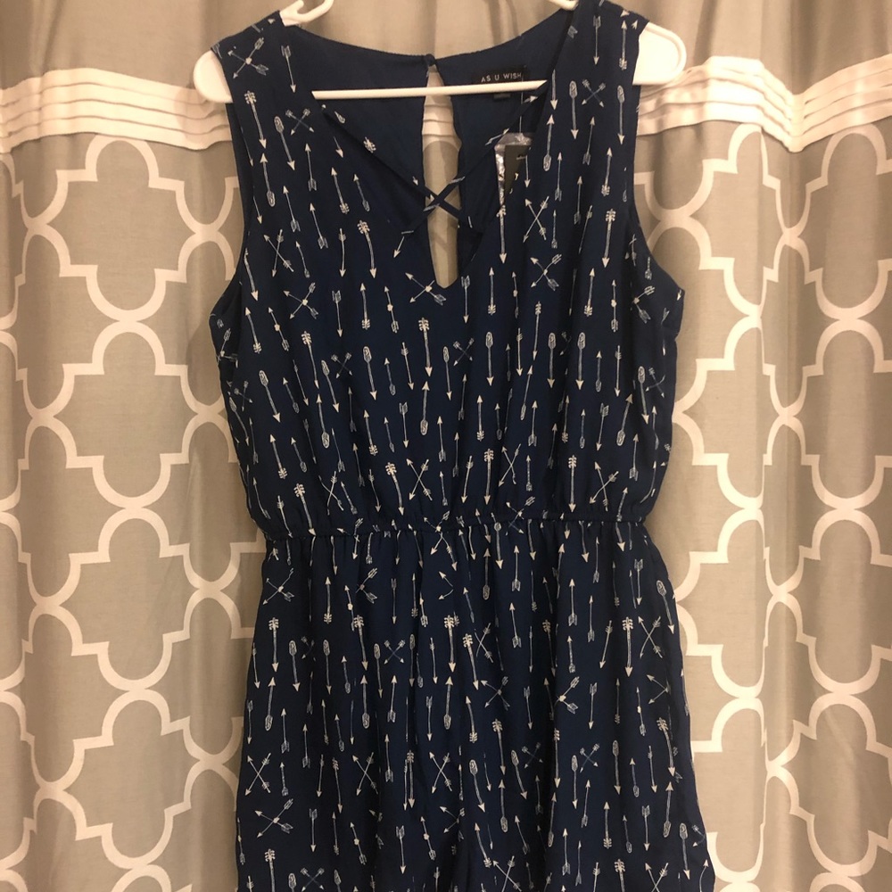 Navy blue romper NWT